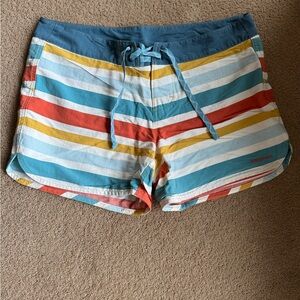 Patagonia Wavefarer Multicolor Striped Board Shorts Size 10